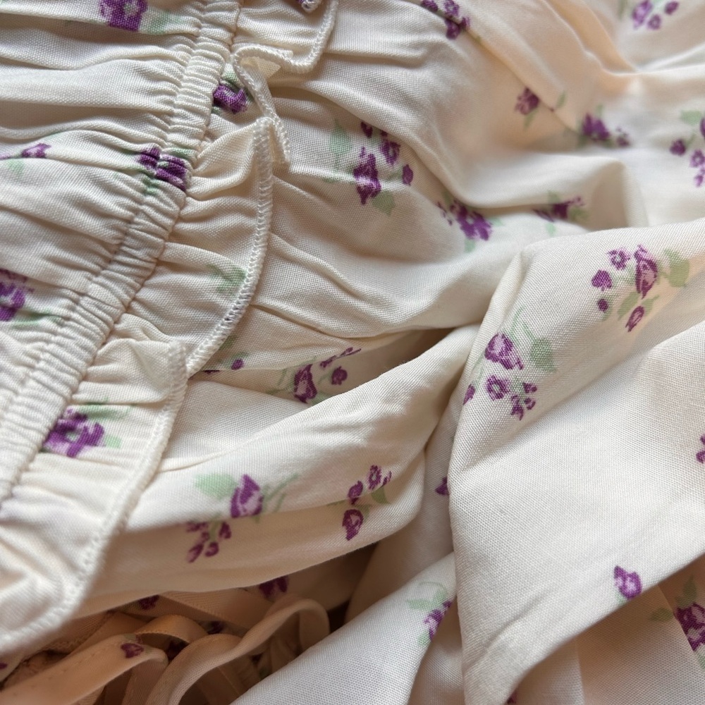 Milk Maid Ruffles Cottagecore Dainty Floral High-Low Tiered Maxi Dress M - Picture 13 of 13